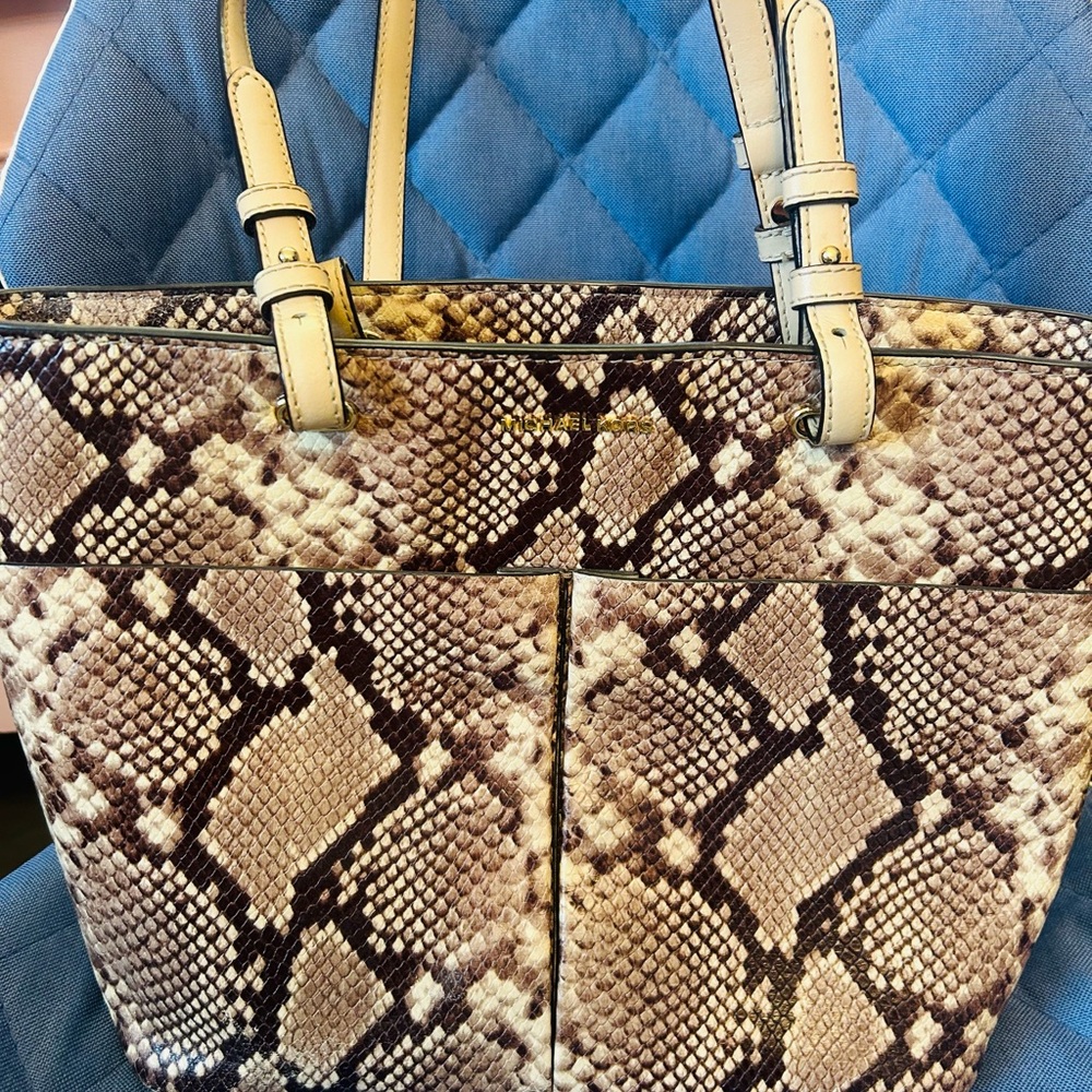 Michael Kors Snake Print Tote Bag - Brown